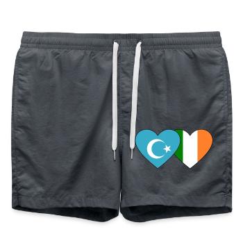 Cœur de drapeau ouïghour irlandais - Short de bain - charbon - Devant - AI Model Male 185 light (185cm)