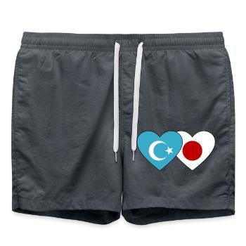 Uyghurs Japan flag heart - Swim Trunks - anthracite - Front - AI Model Male 185 light (185cm)