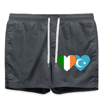Irlande Uyghurs Flag Heart - Short de bain - charbon - Devant - AI Model Male 185 light (185cm)