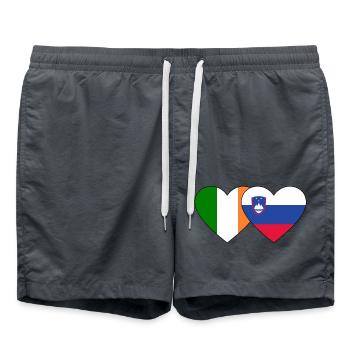 Ireland Slovenia Flag Heart - Swim Trunks - anthracite - Front - AI Model Male 185 light (185cm)
