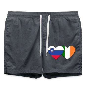 Slovenia Ireland Flag Heart - Swim Trunks - anthracite - Front - AI Model Male 185 light (185cm)