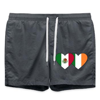 Mexico Ireland Flag Heart - Swim Trunks - anthracite - Front - AI Model Male 185 light (185cm)