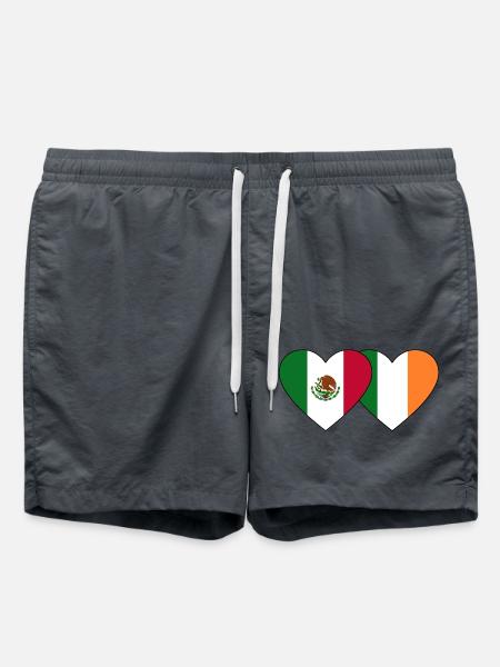 Mexiko Irland Flagge Herz - Badeshorts - Anthrazit