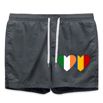 Drapeau de l’Irlande Roumanie Coeur - Short de bain - charbon - Devant - AI Model Male 185 light (185cm)