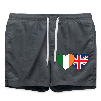 Ireland England Flag Heart - Swim Trunks - anthracite - Front - AI Model Male 185 light (185cm)