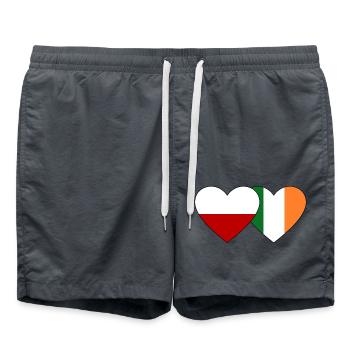 Poland Ireland Flag Heart - Swim Trunks - anthracite - Front - AI Model Male 185 light (185cm)