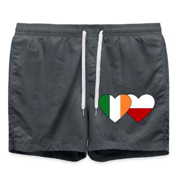 Drapeau de l’Irlande Pologne Coeur - Short de bain - charbon - Devant - AI Model Male 185 light (185cm)
