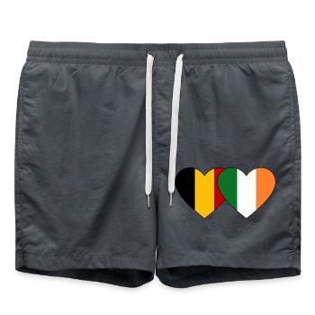 Belgien Irland Flagge Herz - Badeshorts - Anthrazit - Vorne - AI Model Male 185 light (185cm)