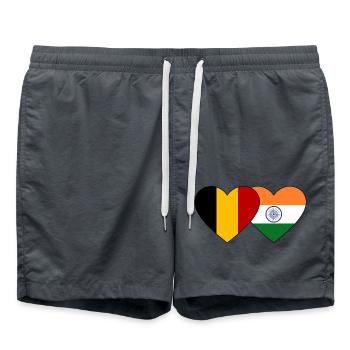 Belgien Indien Flagge Herz - Badeshorts - Anthrazit - Vorne - AI Model Male 185 light (185cm)