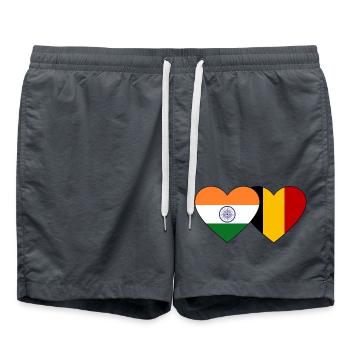 Indien Belgien Flagge Herz - Badeshorts - Anthrazit - Vorne - AI Model Male 185 light (185cm)