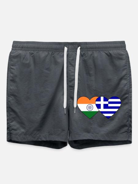 Inde Grèce Drapeau Coeur - Short de bain - charbon
