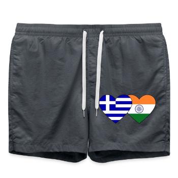 Greece India Flag Heart - Swim Trunks - anthracite - Front - AI Model Male 185 light (185cm)