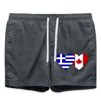 Griechenland Kanada Flagge Herz - Badeshorts - Anthrazit - Vorne - AI Model Male 185 light (185cm)