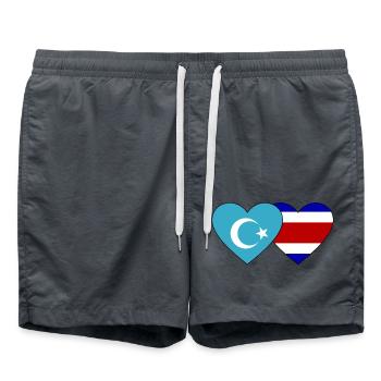 Uiguren Costa Rica Flagge Herz - Badeshorts - Anthrazit - Vorne - AI Model Male 185 light (185cm)
