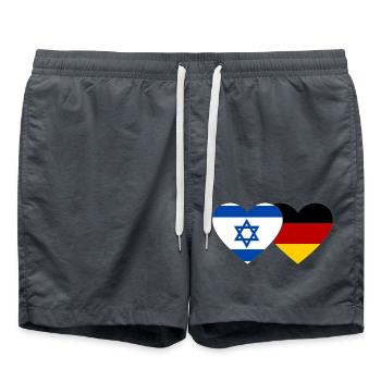 Israël Allemagne Flag Heart - Short de bain - charbon - Devant - AI Model Male 185 light (185cm)