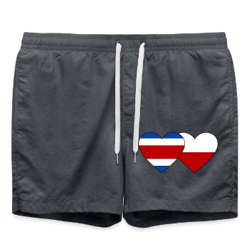 Costa Rica Polen Flagge Herz - Badeshorts - Anthrazit - Vorne - AI Model Male 185 light (185cm)