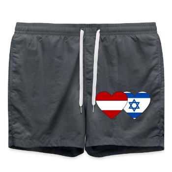 Austria Israel Flag Heart - Swim Trunks - anthracite - Front - AI Model Male 185 light (185cm)