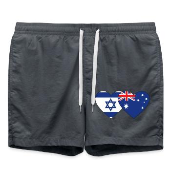 Israel Australia Flag Heart - Swim Trunks - anthracite - Front - AI Model Male 185 light (185cm)