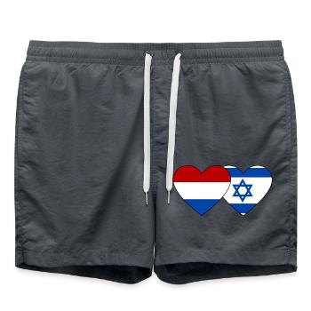 Holland Israel Flagge Herz - Badeshorts - Anthrazit - Vorne - AI Model Male 185 light (185cm)