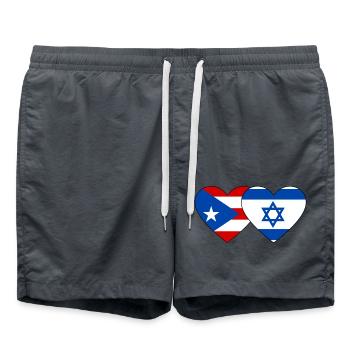 Puerto Rico Israel Flag Heart - Swim Trunks - anthracite - Front - AI Model Male 185 light (185cm)