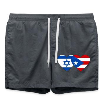Israël Porto Rico Drapeau Coeur - Short de bain - charbon - Devant - AI Model Male 185 light (185cm)