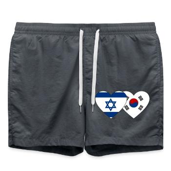 Israël Corée du Sud Flag Heart - Short de bain - charbon - Devant - AI Model Male 185 light (185cm)