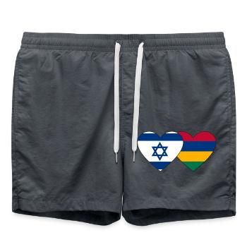 Israel Mauritius Flag Heart - Swim Trunks - anthracite - Front - AI Model Male 185 light (185cm)