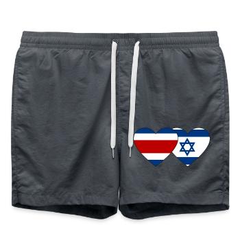 Costa Rica Israel Flag Heart - Swim Trunks - anthracite - Front - AI Model Male 185 light (185cm)
