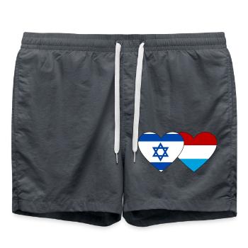 Israël Luxembourg Drapeau Coeur - Short de bain - charbon - Devant - AI Model Male 185 light (185cm)