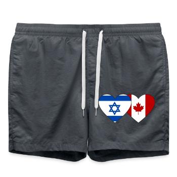 Drapeau d’Israël Canada Coeur - Short de bain - charbon - Devant - AI Model Male 185 light (185cm)