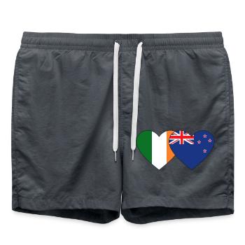 Irland Neuseeland Flagge Herz - Badeshorts - Anthrazit - Vorne - AI Model Male 185 light (185cm)