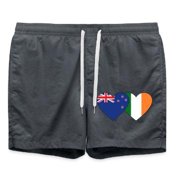 Neuseeland Irland Flagge Herz - Badeshorts - Anthrazit - Vorne - AI Model Male 185 light (185cm)