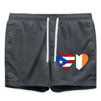 Puerto Rico Ireland Flag Heart - Swim Trunks - anthracite - Front - AI Model Male 185 light (185cm)