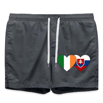 Ireland Slovakia Flag Heart - Swim Trunks - anthracite - Front - AI Model Male 185 light (185cm)