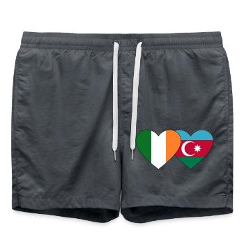 Ireland Azerbaijan Flag Heart - Swim Trunks - anthracite - Front - AI Model Male 185 light (185cm)