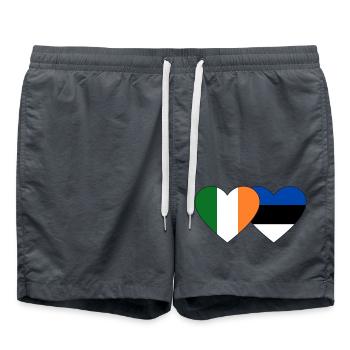 Irland Estland Flagge Herz - Badeshorts - Anthrazit - Vorne - AI Model Male 185 light (185cm)