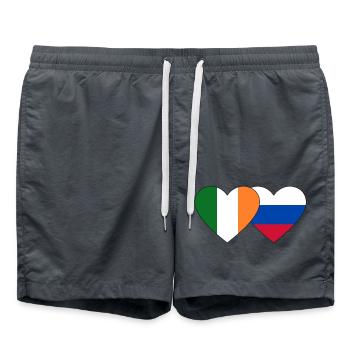 Ireland Russia Flag Heart - Swim Trunks - anthracite - Front - AI Model Male 185 light (185cm)