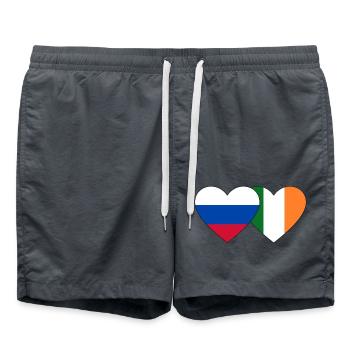 Russie Irlande Flag Coeur - Short de bain - charbon - Devant - AI Model Male 185 light (185cm)