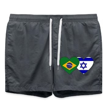 Brazil Israel Heart Flag - Swim Trunks - anthracite - Front - AI Model Male 185 light (185cm)