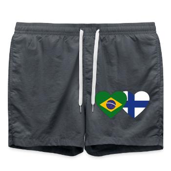 Brésil Finlande Flag Heart - Short de bain - charbon - Devant - AI Model Male 185 light (185cm)