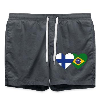 Finland Brazil Flag Heart - Swim Trunks - anthracite - Front - AI Model Male 185 light (185cm)