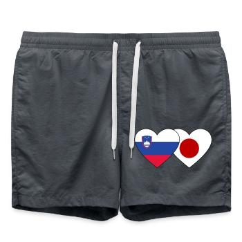Slovénie Japon Drapeau du cœur - Short de bain - charbon - Devant - AI Model Male 185 light (185cm)