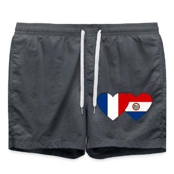 Frankreich Paraguay Herz Flagge - Badeshorts - Anthrazit - Vorne - AI Model Male 185 light (185cm)