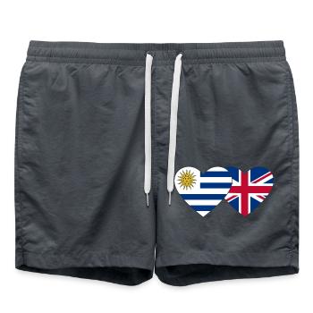 Uruguay England Heart Flag - Swim Trunks - anthracite - Front - AI Model Male 185 light (185cm)