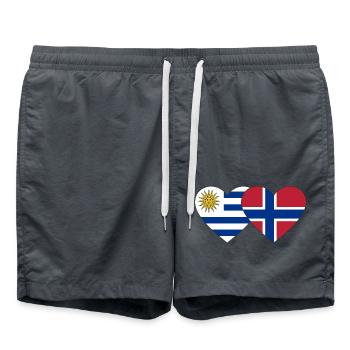 Uruguay Norway Heart Flag - Swim Trunks - anthracite - Front - AI Model Male 185 light (185cm)