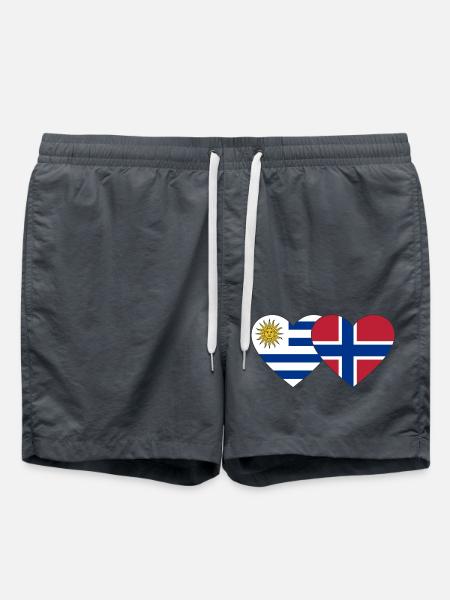 Uruguay Norway Heart Flag - Swim Trunks - anthracite