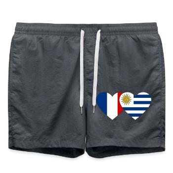 France Uruguay Drapeau du Cœur - Short de bain - charbon - Devant - AI Model Male 185 light (185cm)