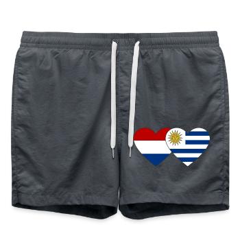 Holland Uruguay Heart Flag - Swim Trunks - anthracite - Front - AI Model Male 185 light (185cm)