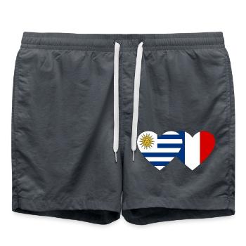 Uruguay France Heart Flag - Swim Trunks - anthracite - Front - AI Model Male 185 light (185cm)