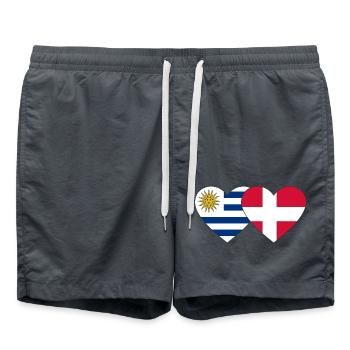 Uruguay Danemark Drapeau du cœur - Short de bain - charbon - Devant - AI Model Male 185 light (185cm)